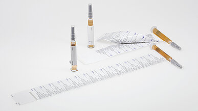 A multi-inform label wrapped around a syringe is an ideal blinding solution for international studies.