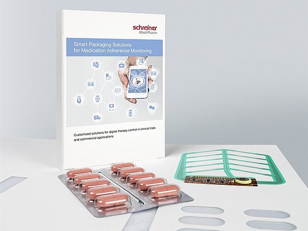 Tablet blister with integrated electronics for digital therapy control.