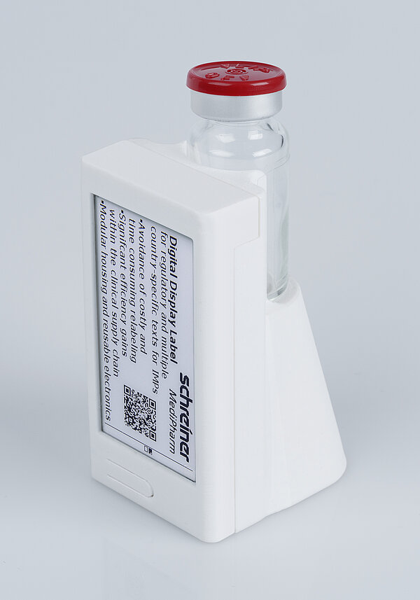 Das Digital Display Label von Schreiner MediPharm verfügt über eine digitale Anzeige, deren Inhalte in Echtzeit aktualisiert werden können – für maximale Flexibilität und Aktualität in klinischen Studien.