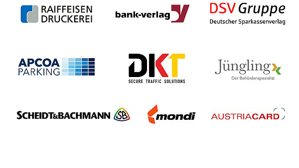 Logos of Schreiner PrinTrust customers and partners
