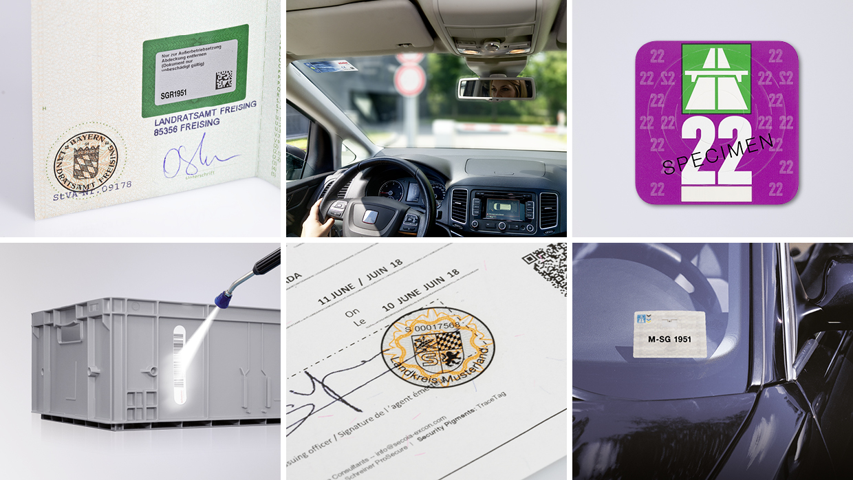 Produkte für Fahrzeugidentifikation, Fahrzeugkennzeichnung, RFID-Lösungen für Logistik und Inventarisierung, Sicherheitsetiketten für den Geheimnummernschutz sowie Produkten für spezielle Sicherheitsanwendungen. 
