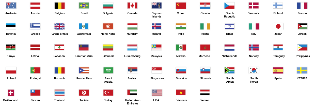 Over 60 flags of Schreiner Group's export countries