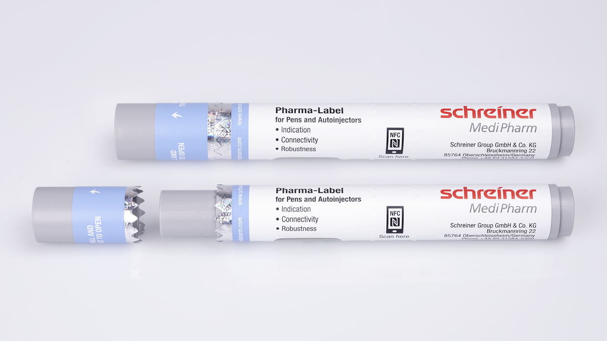 Das Pharma-Label für Pens und Autoinjektoren zeigt an, ob die Injektionshilfe schon einmal geöffnet wurde.